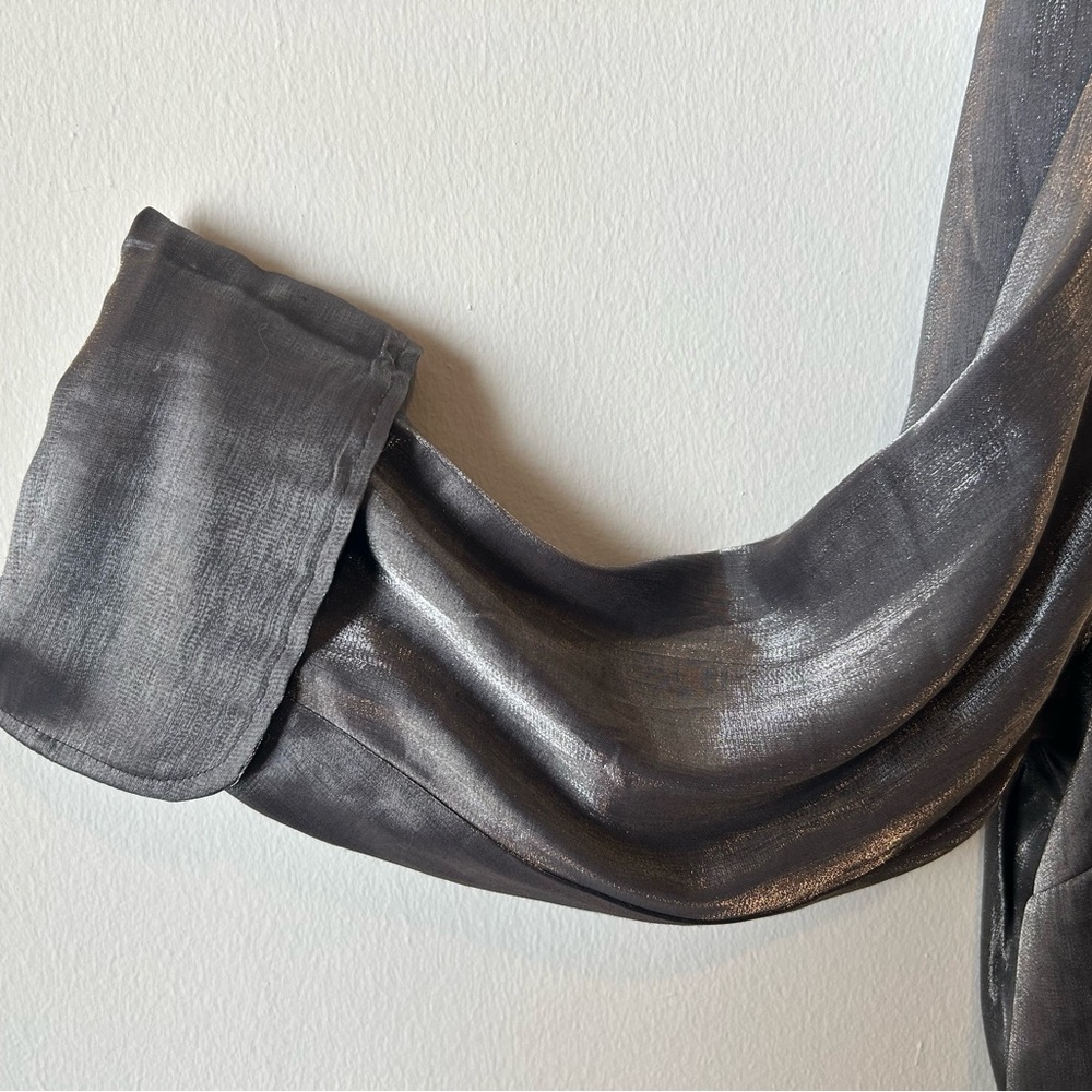 Silver Long Sleeve Button-Down Duster - Picture 4 of 8